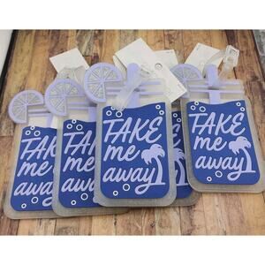 5Pk Path Travel Take Me Away Mug Silicone Luggage Suitcase Tag Blue Large
